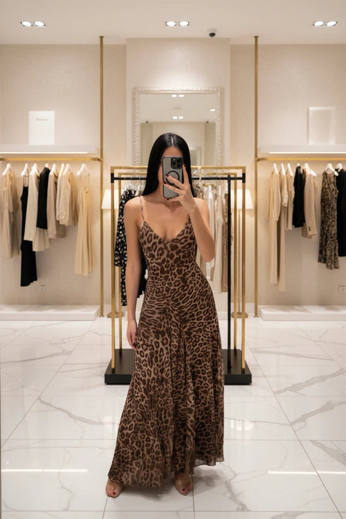 Leopard print backless mini dress – vintage spaghetti strap